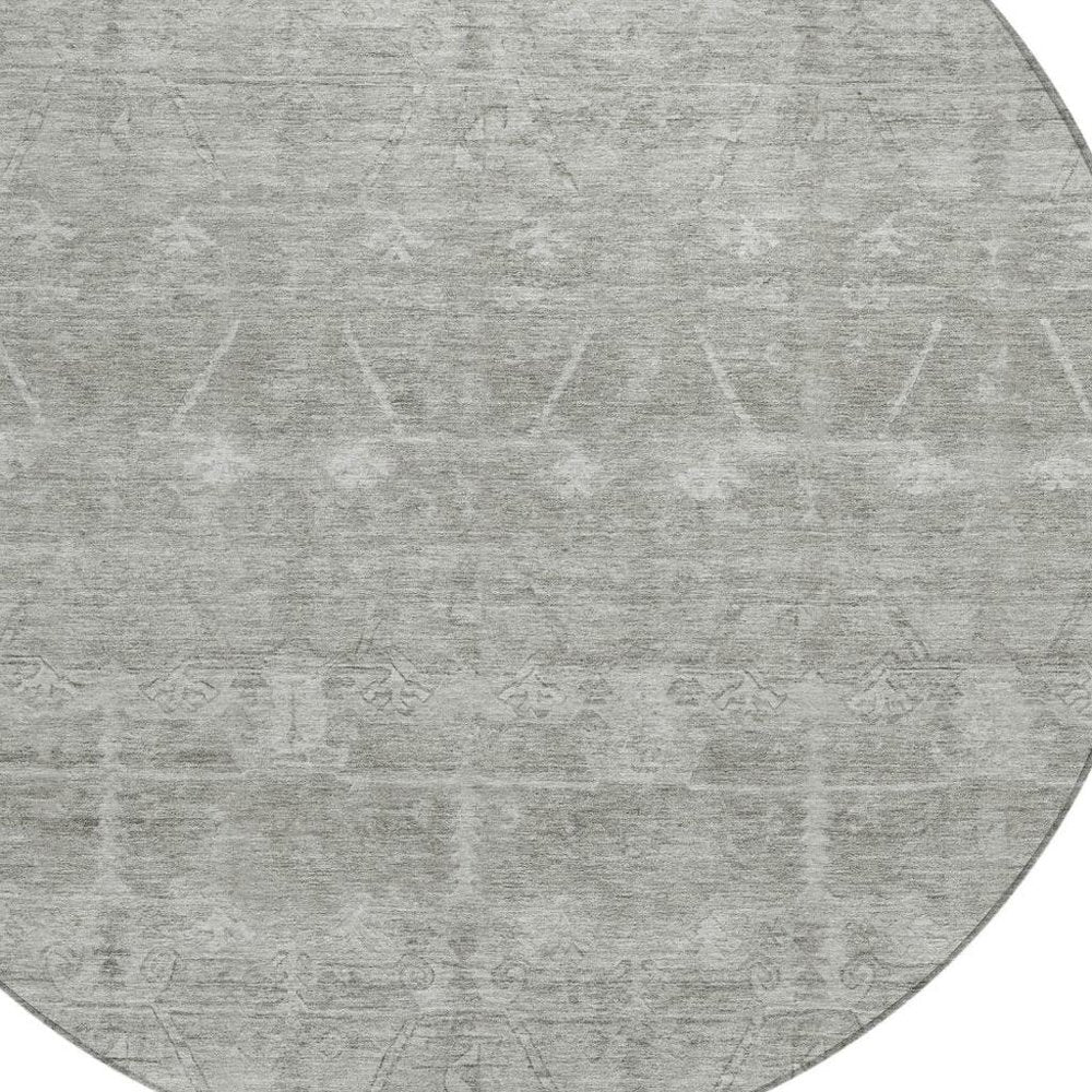 8' Taupe And Brown Round Tribal Washable Indoor Outdoor Area Rug HomeRoots