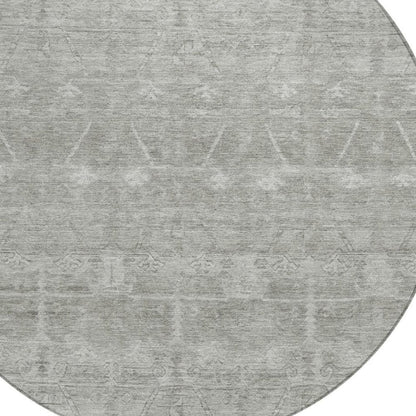 8' Taupe And Brown Round Tribal Washable Indoor Outdoor Area Rug HomeRoots