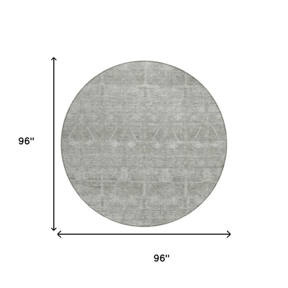 8' Taupe And Brown Round Tribal Washable Indoor Outdoor Area Rug HomeRoots