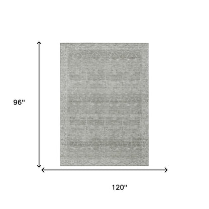 8' X 10' Taupe And Brown Tribal Washable Indoor Outdoor Area Rug HomeRoots