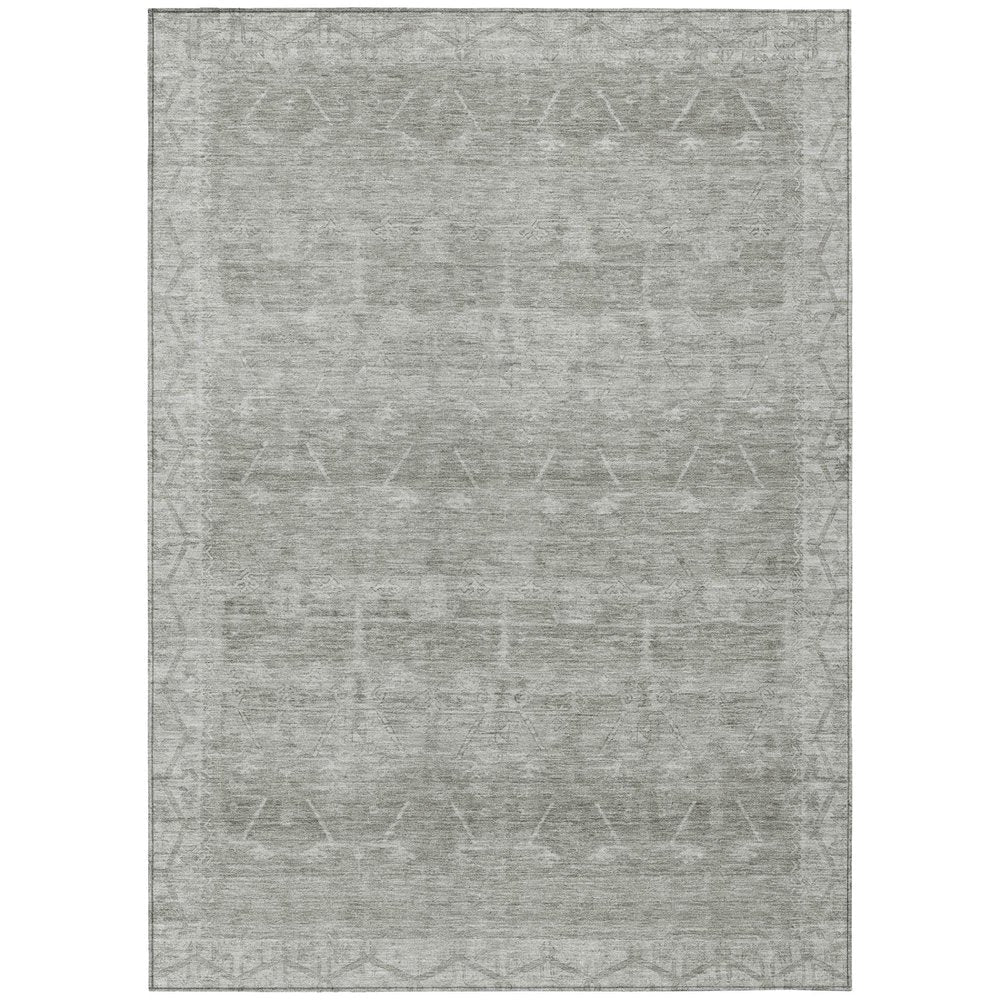 8' X 10' Taupe And Brown Tribal Washable Indoor Outdoor Area Rug — view 1