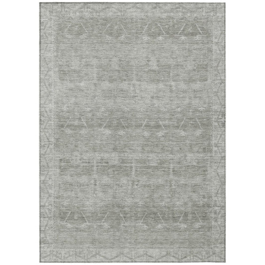 9' X 12' Taupe And Brown Tribal Washable Indoor Outdoor Area Rug