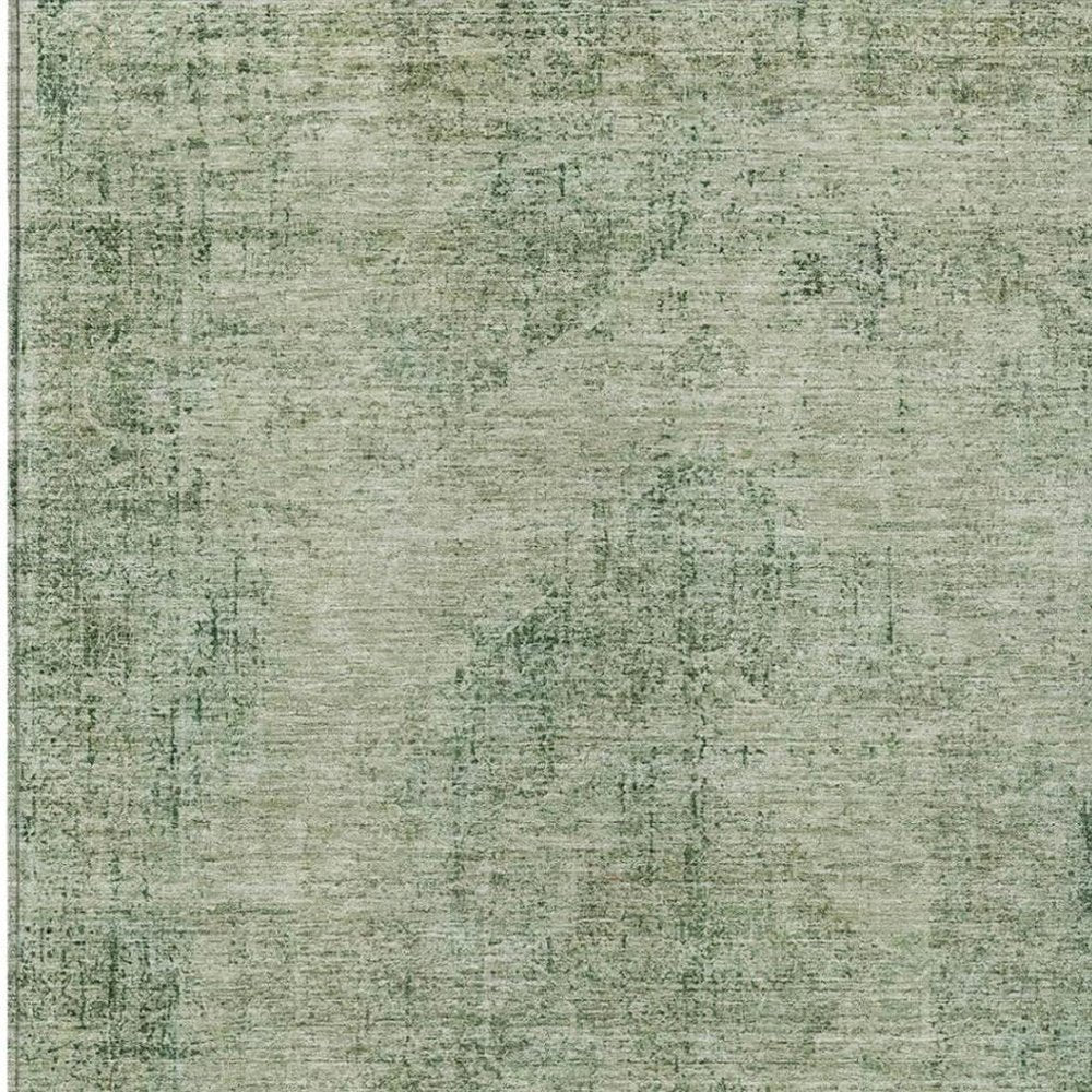 5' X 8' Green And Sage Oriental Washable Indoor Outdoor Area Rug — view 6