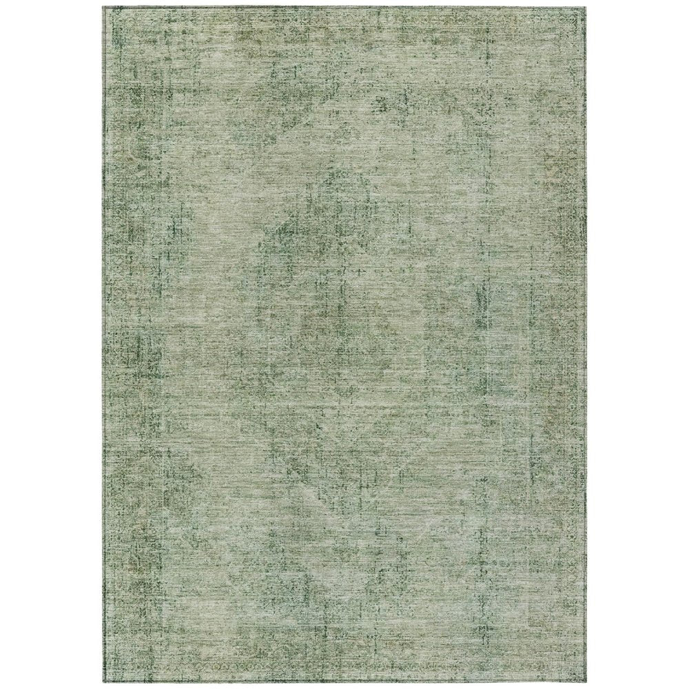 10' X 14' Green And Sage Oriental Washable Indoor Outdoor Area Rug — view 1
