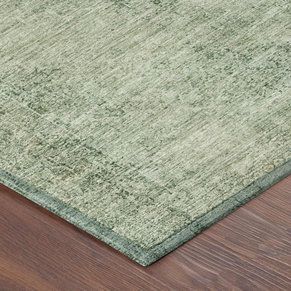 10' X 14' Green And Sage Oriental Washable Indoor Outdoor Area Rug — view 2