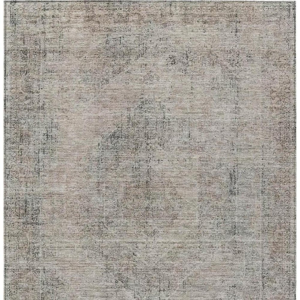 8' X 10' Beige And Brown Oriental Washable Indoor Outdoor Area Rug — view 7