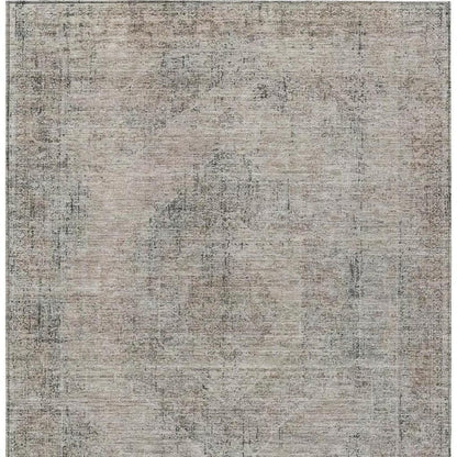 8' X 10' Beige And Brown Oriental Washable Indoor Outdoor Area Rug HomeRoots