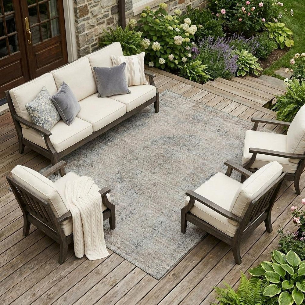 9' X 12' Beige And Brown Oriental Washable Indoor Outdoor Area Rug HomeRoots