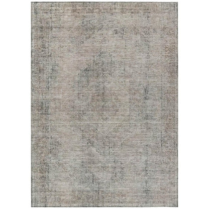 9' X 12' Beige And Brown Oriental Washable Indoor Outdoor Area Rug HomeRoots