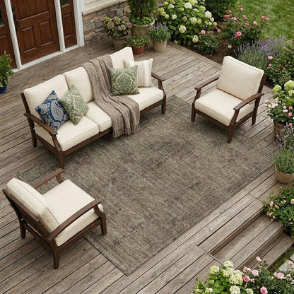 8' X 10' Brown And Taupe Oriental Washable Indoor Outdoor Area Rug HomeRoots