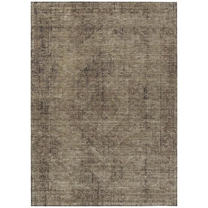 8' X 10' Brown And Taupe Oriental Washable Indoor Outdoor Area Rug HomeRoots