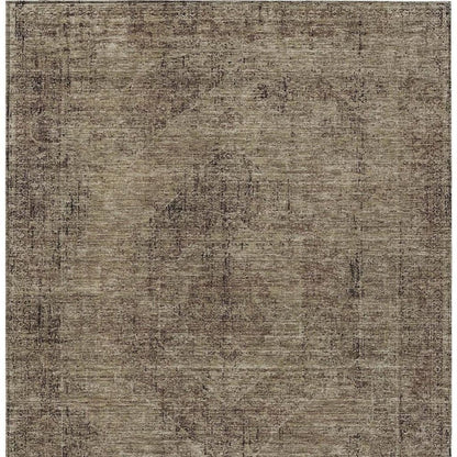 10' X 14' Brown And Taupe Oriental Washable Indoor Outdoor Area Rug HomeRoots