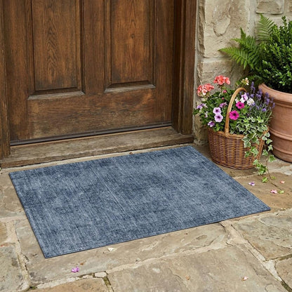 3' X 5' Denim Blue And Blue Oriental Washable Indoor Outdoor Area Rug HomeRoots