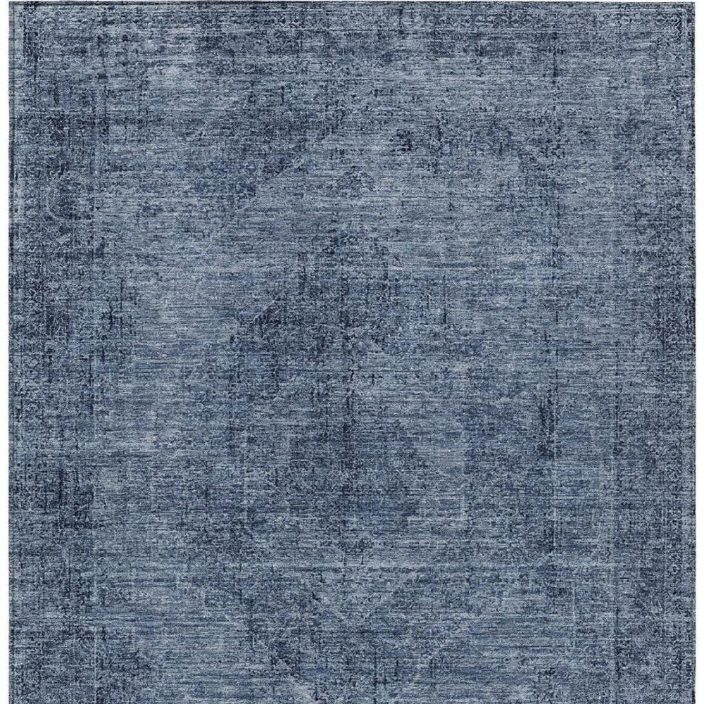 3' X 5' Denim Blue And Blue Oriental Washable Indoor Outdoor Area Rug HomeRoots