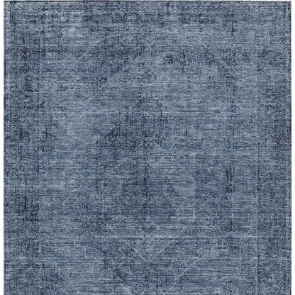 3' X 5' Denim Blue And Blue Oriental Washable Indoor Outdoor Area Rug HomeRoots