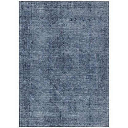 3' X 5' Denim Blue And Blue Oriental Washable Indoor Outdoor Area Rug HomeRoots