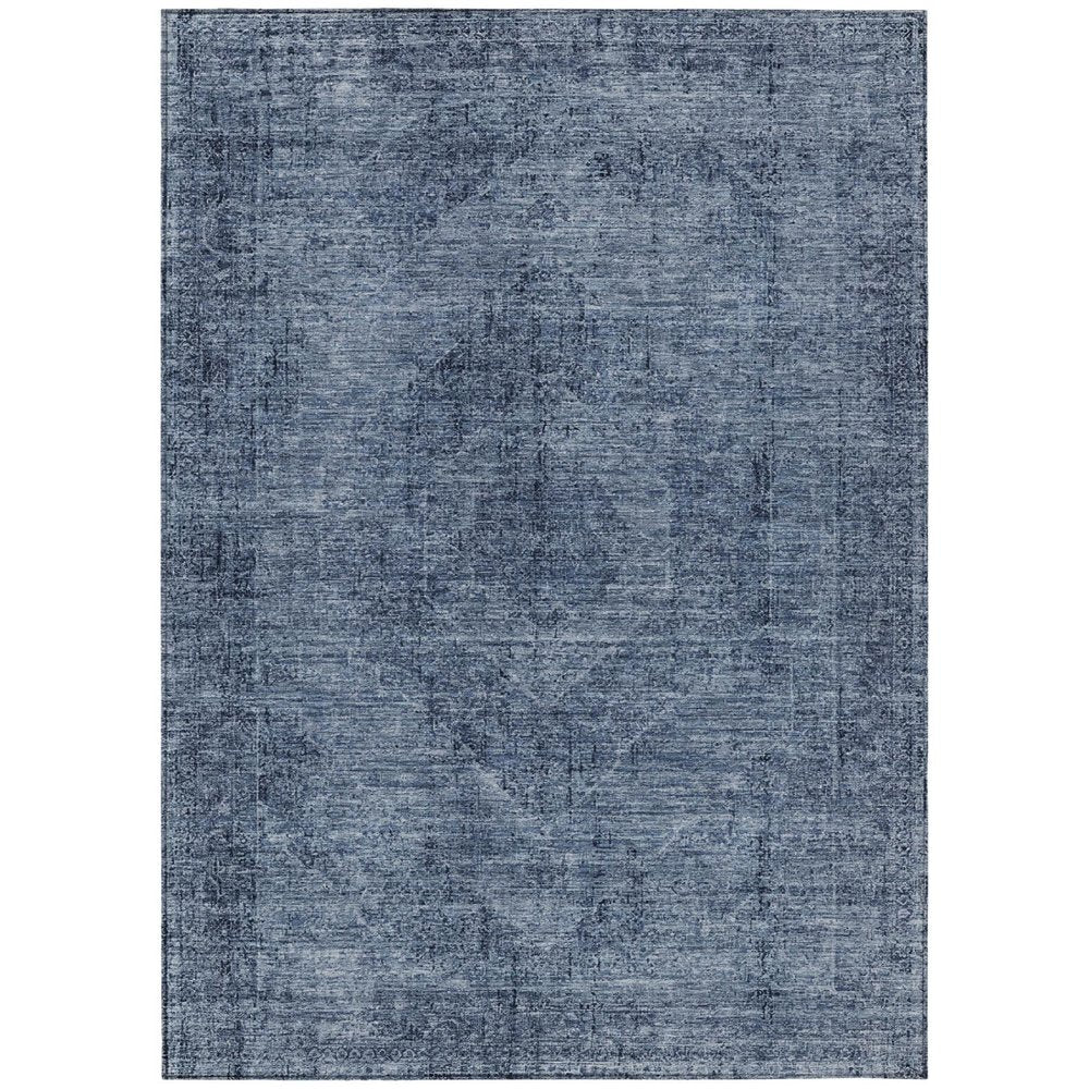5' X 8' Denim Blue And Blue Oriental Washable Indoor Outdoor Area Rug HomeRoots