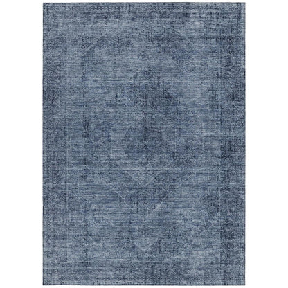 5' X 8' Denim Blue And Blue Oriental Washable Indoor Outdoor Area Rug HomeRoots