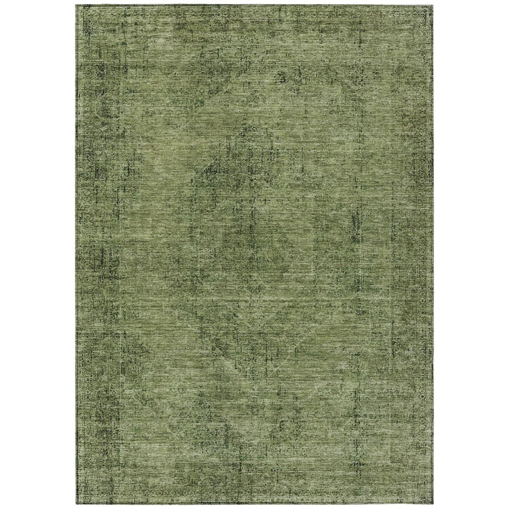 5' X 8' Olive Green And Green Oriental Washable Indoor Outdoor Area Rug HomeRoots