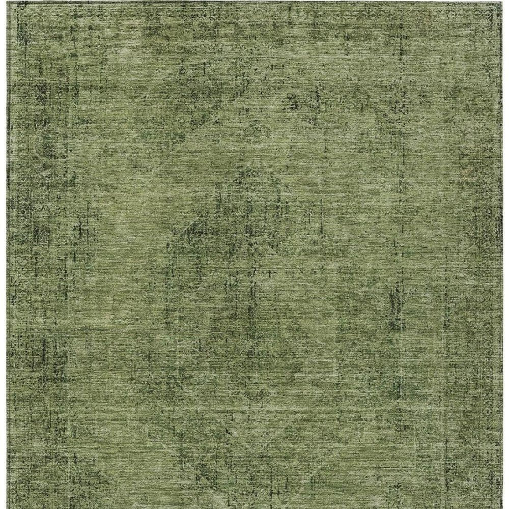 9' X 12' Olive Green And Green Oriental Washable Indoor Outdoor Area Rug HomeRoots