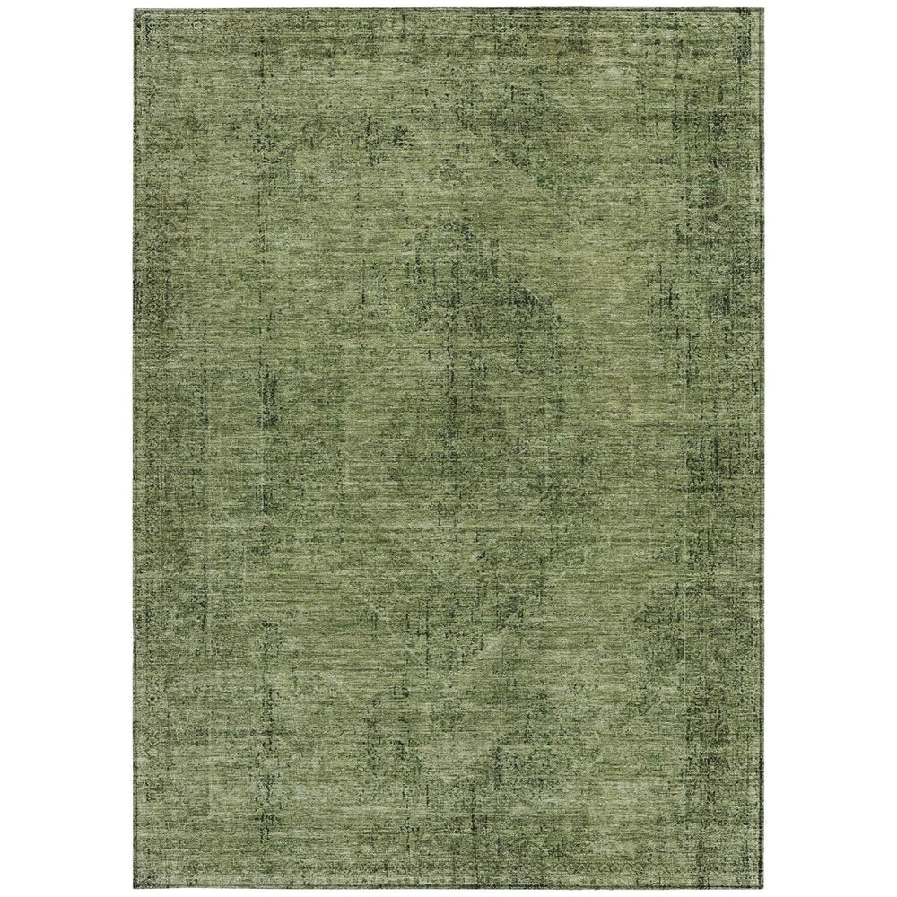 10' X 14' Olive Green And Green Oriental Washable Indoor Outdoor Area Rug — view 7