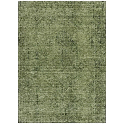 10' X 14' Olive Green And Green Oriental Washable Indoor Outdoor Area Rug HomeRoots