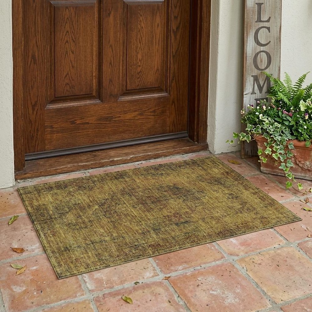 3' X 5' Rust And Orange Oriental Washable Indoor Outdoor Area Rug — view 5