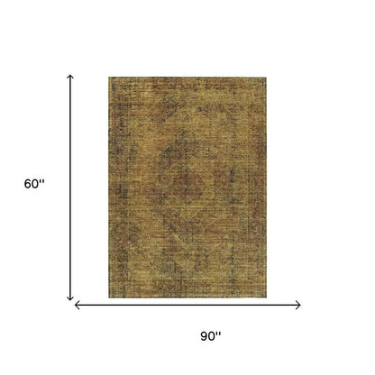 5' X 8' Rust And Orange Oriental Washable Indoor Outdoor Area Rug HomeRoots