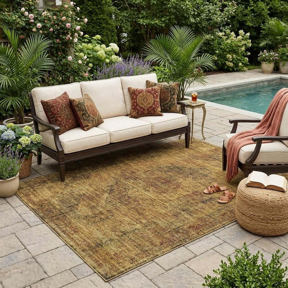 5' X 8' Rust And Orange Oriental Washable Indoor Outdoor Area Rug HomeRoots
