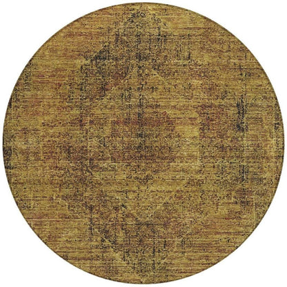 8' Rust And Orange Round Oriental Washable Indoor Outdoor Area Rug HomeRoots