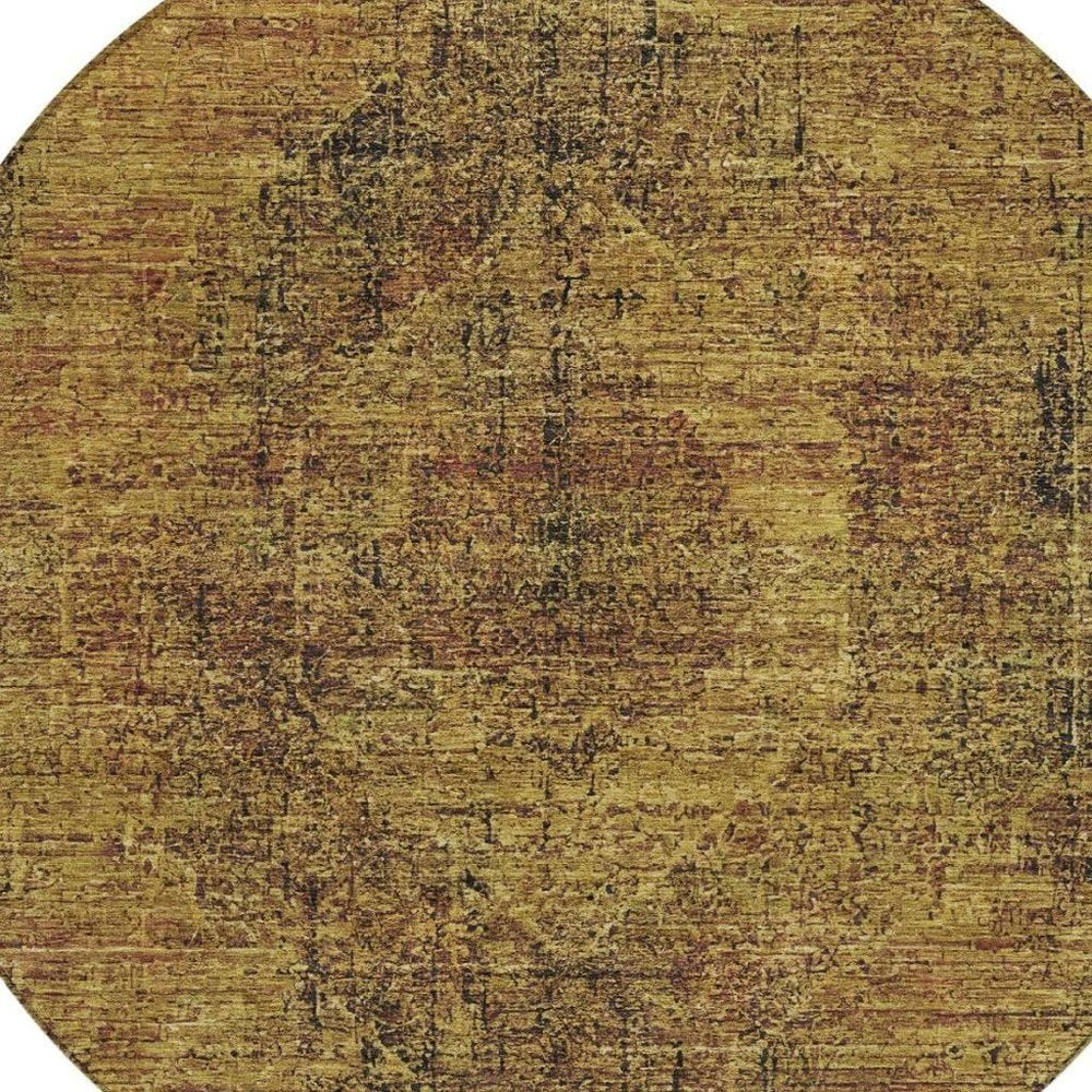 8' Rust And Orange Round Oriental Washable Indoor Outdoor Area Rug HomeRoots