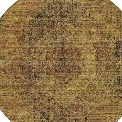 8' Rust And Orange Round Oriental Washable Indoor Outdoor Area Rug HomeRoots