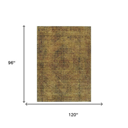 8' X 10' Rust And Orange Oriental Washable Indoor Outdoor Area Rug HomeRoots