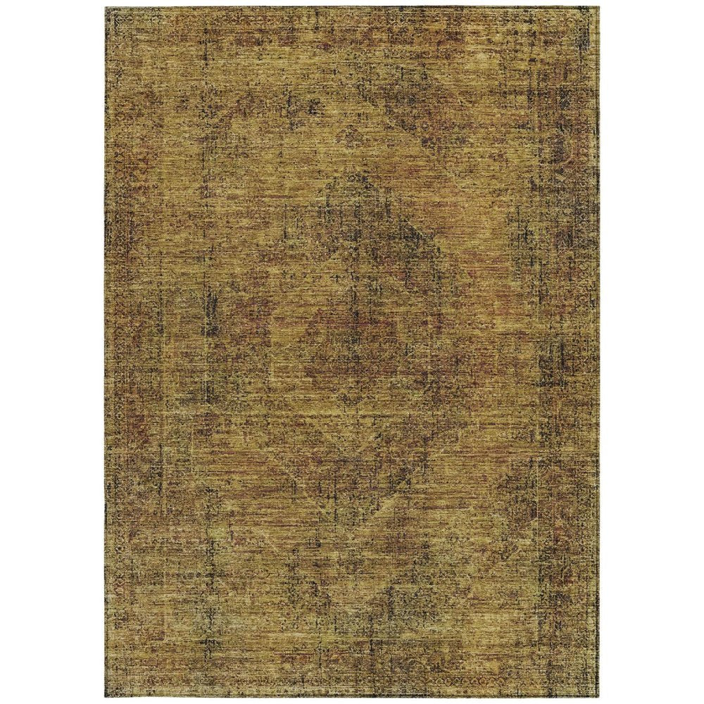 8' X 10' Rust And Orange Oriental Washable Indoor Outdoor Area Rug — view 7