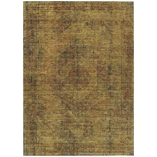 8' X 10' Rust And Orange Oriental Washable Indoor Outdoor Area Rug