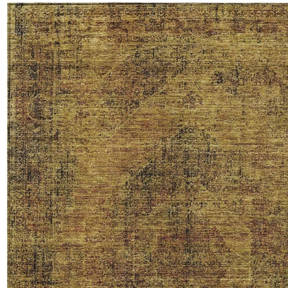 8' X 10' Rust And Orange Oriental Washable Indoor Outdoor Area Rug