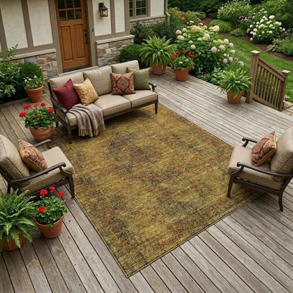 9' X 12' Rust And Orange Oriental Washable Indoor Outdoor Area Rug HomeRoots
