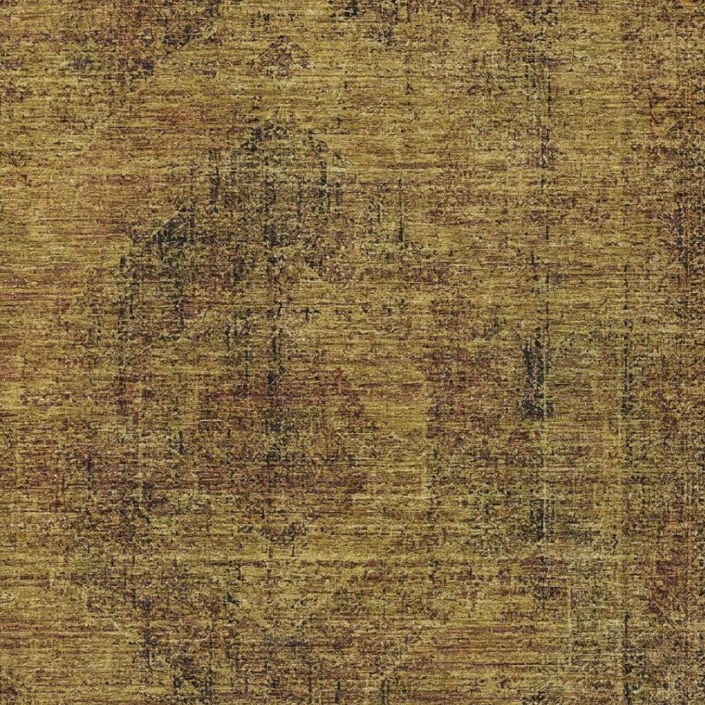 9' X 12' Rust And Orange Oriental Washable Indoor Outdoor Area Rug — view 6