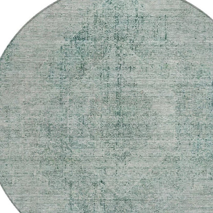 8' Blue And Ivory Round Oriental Washable Indoor Outdoor Area Rug HomeRoots