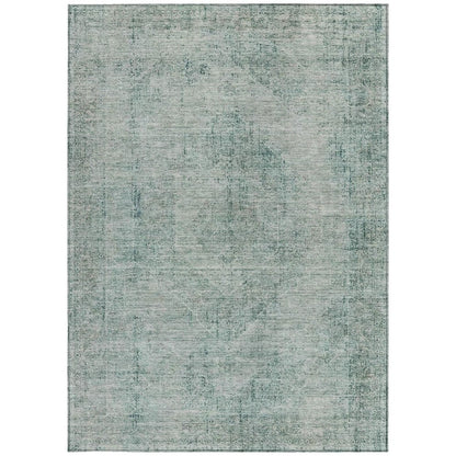 8' X 10' Blue And Ivory Oriental Washable Indoor Outdoor Area Rug