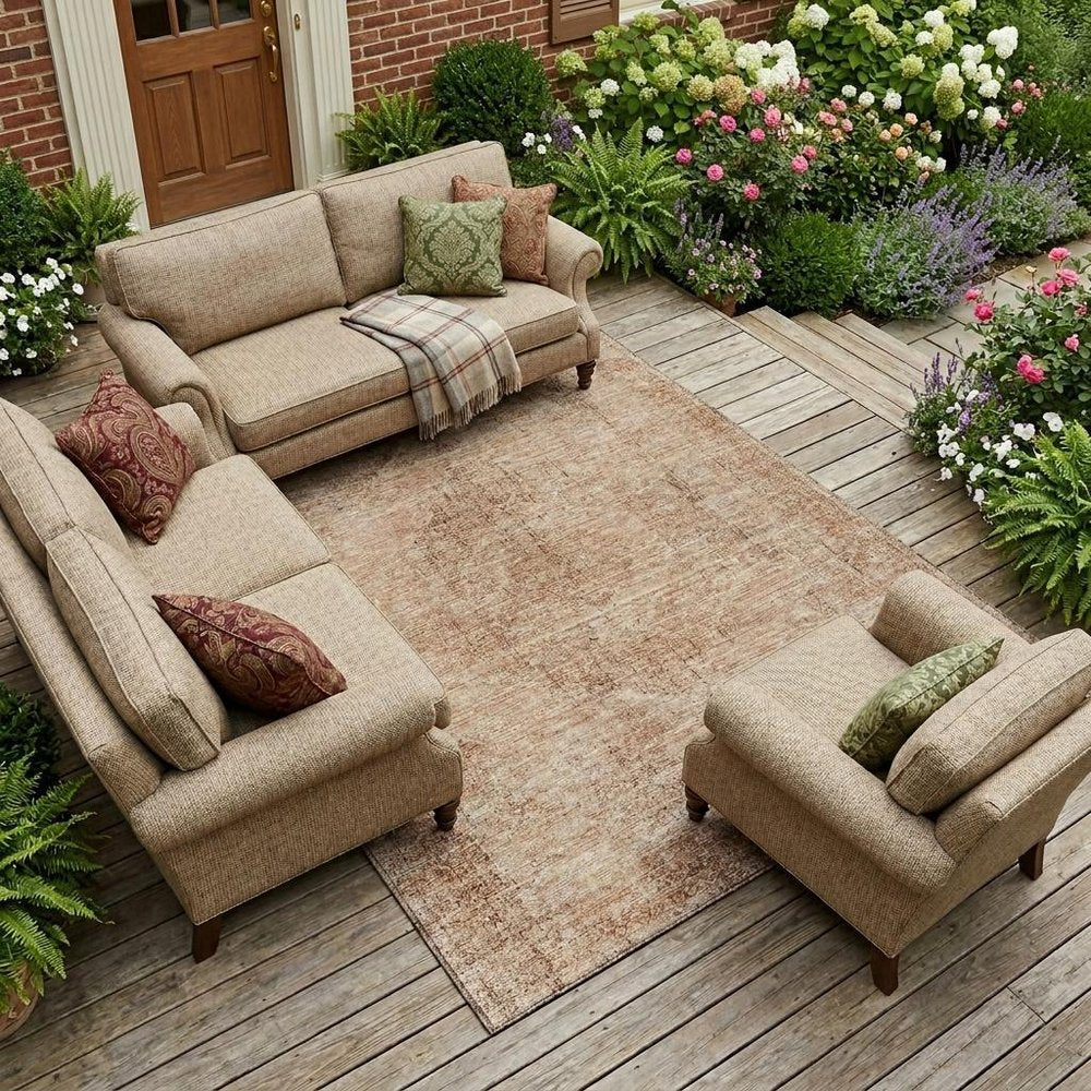 8' X 10' Salmon And Orange Oriental Washable Indoor Outdoor Area Rug HomeRoots