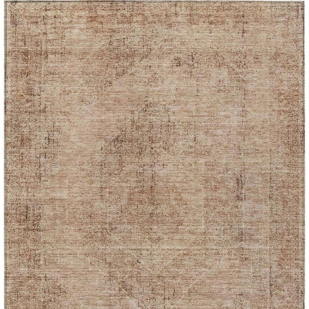 8' X 10' Salmon And Orange Oriental Washable Indoor Outdoor Area Rug — view 7