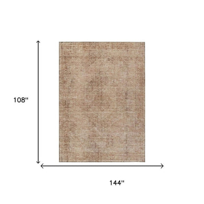9' X 12' Salmon And Orange Oriental Washable Indoor Outdoor Area Rug HomeRoots