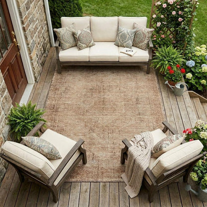 9' X 12' Salmon And Orange Oriental Washable Indoor Outdoor Area Rug HomeRoots