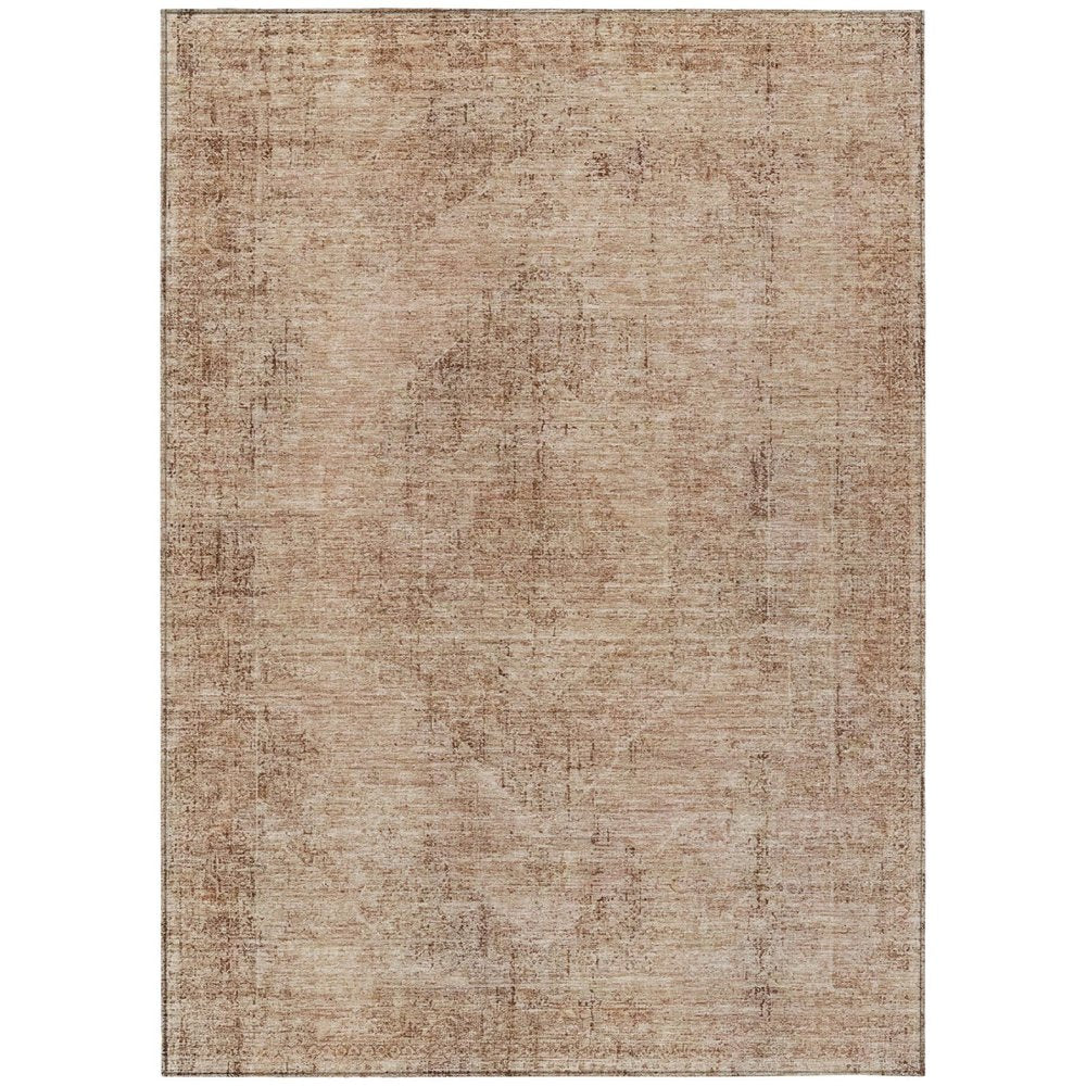 9' X 12' Salmon And Orange Oriental Washable Indoor Outdoor Area Rug — view 1