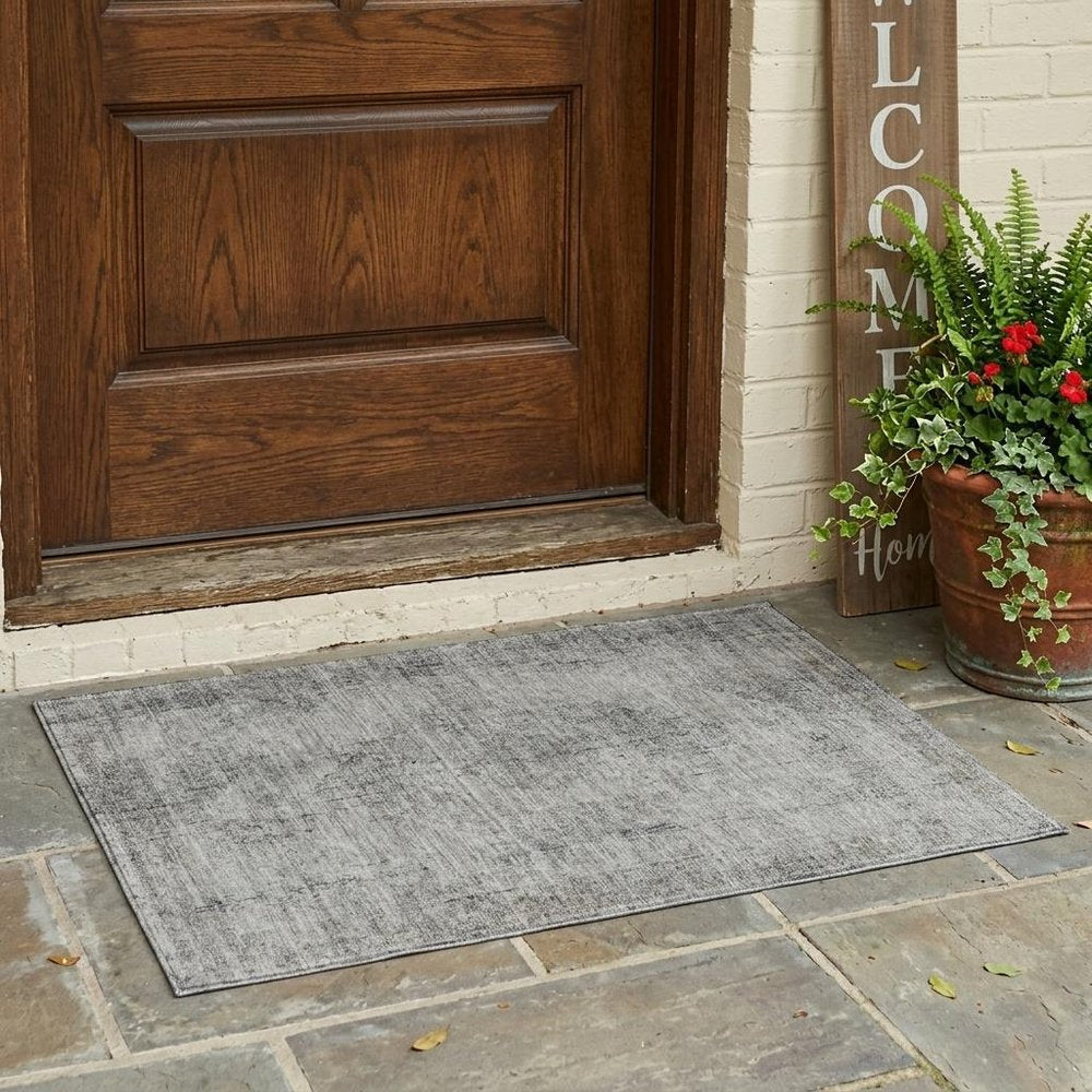 3' X 5' Silver And Gray Oriental Washable Indoor Outdoor Area Rug HomeRoots