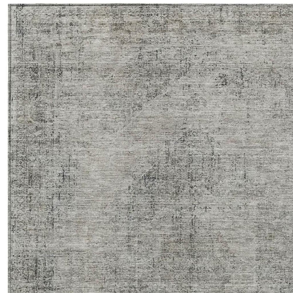 3' X 5' Silver And Gray Oriental Washable Indoor Outdoor Area Rug — view 6