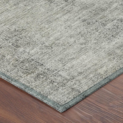 8' Silver And Gray Round Oriental Washable Indoor Outdoor Area Rug HomeRoots