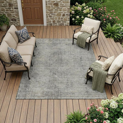 8' X 10' Silver And Gray Oriental Washable Indoor Outdoor Area Rug HomeRoots