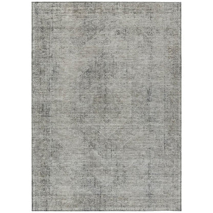 9' X 12' Silver And Gray Oriental Washable Indoor Outdoor Area Rug HomeRoots